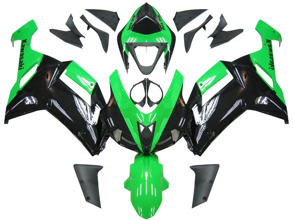 Fairings 2007-2008 Kawasaki ZX6R ZX636 Green Black Ninja ZX6R Generic