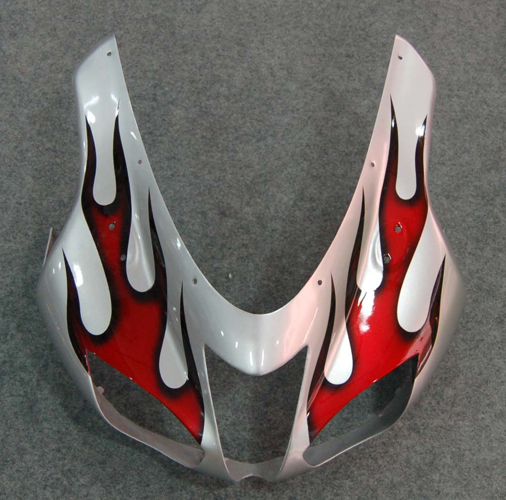 Fairings 2007-2008 Kawasaki ZX6R ZX636 Silver & Red Flame ZX6R Generic