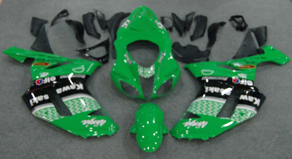 Fairings 2007-2008 Kawasaki ZX6R ZX636 Green Black ZX6R Generic