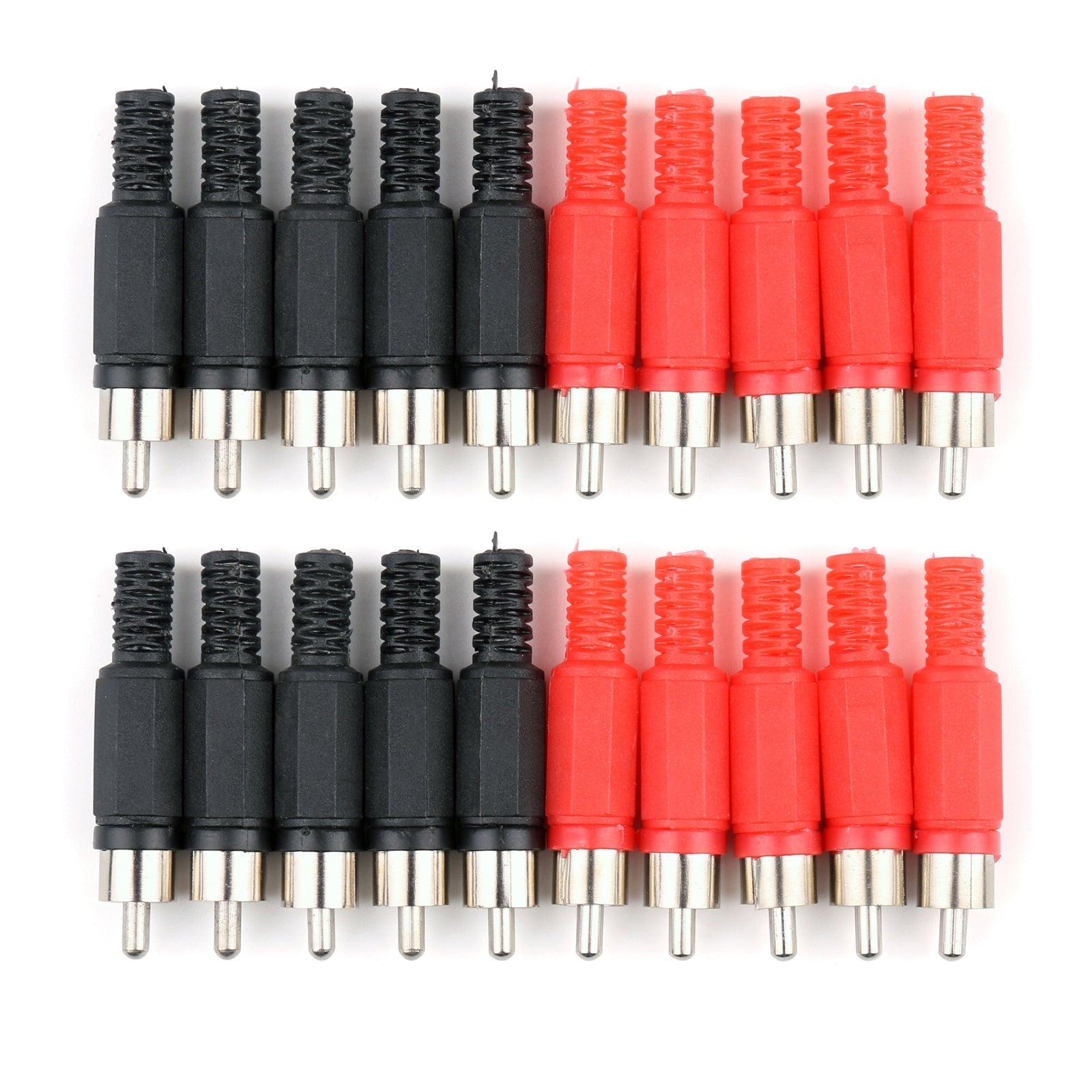 20 Pcs RCA Plug Solder Type Audio Cable Connector Red And Black