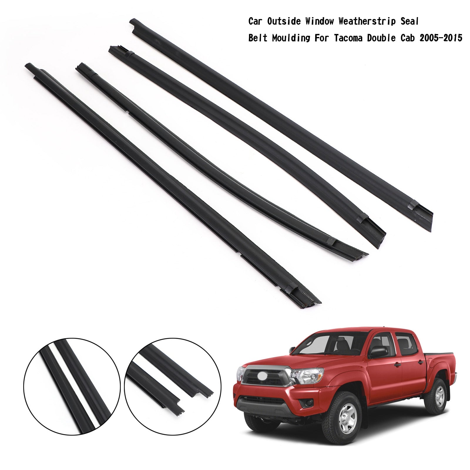 Moldura de cinturón de sellado para ventana exterior de coche, burlete para Tacoma Double Cab 05-2015 genérico