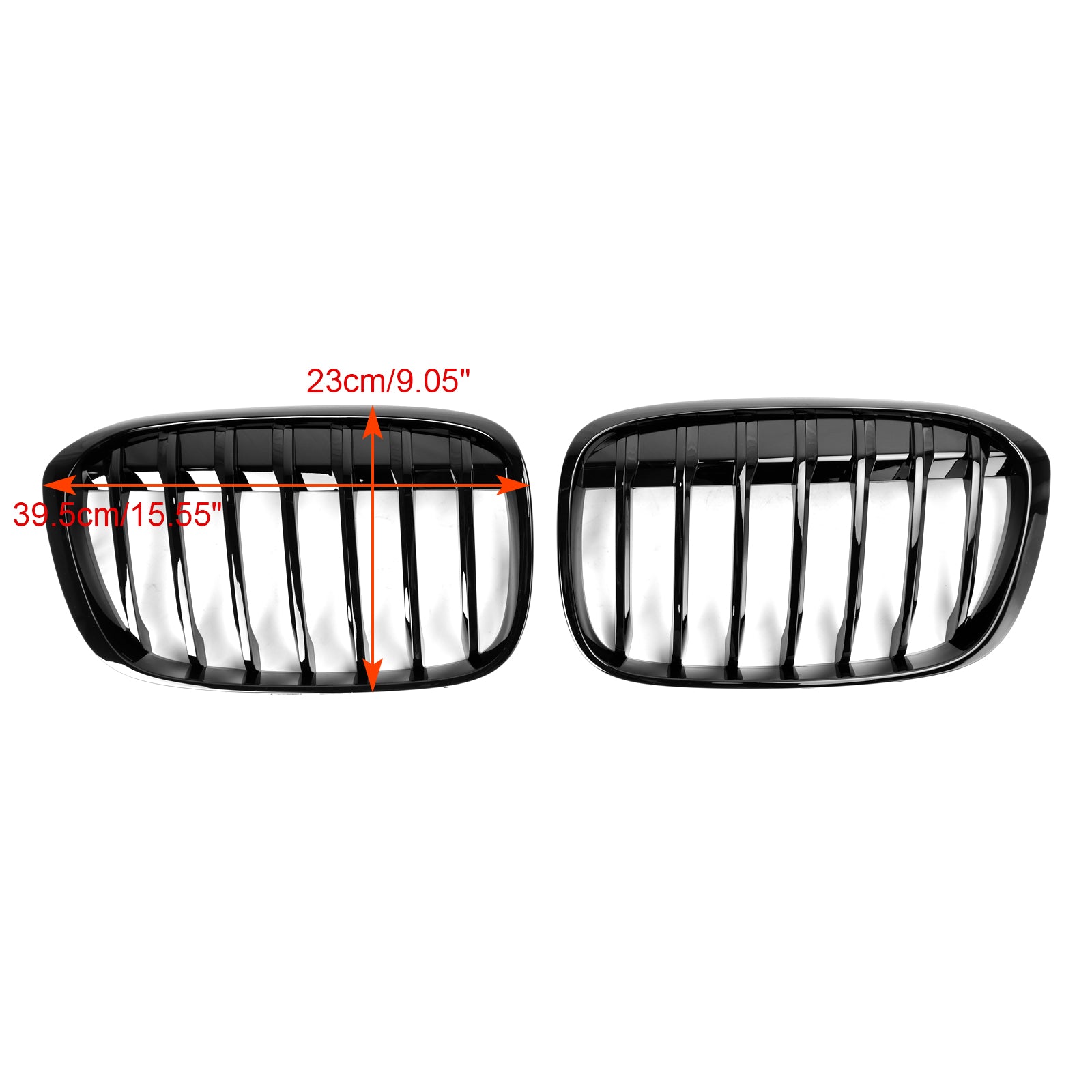 BMW X1 F48 F49 2016-2018 2PCS Gloss Black Front Kidney Grille Grill