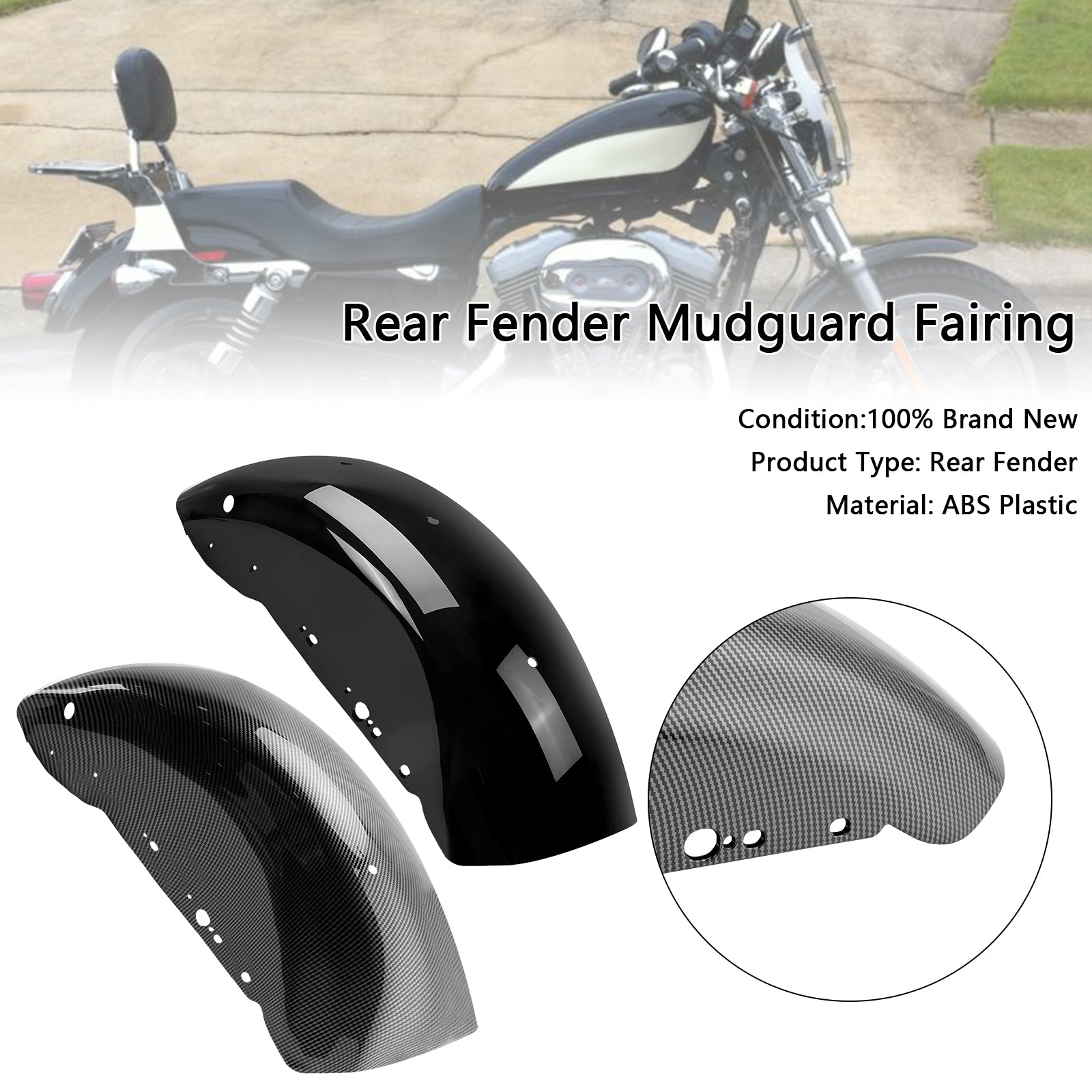 Rear Fender Mudguard Fairing For Sportster 883 1200 2004-UP