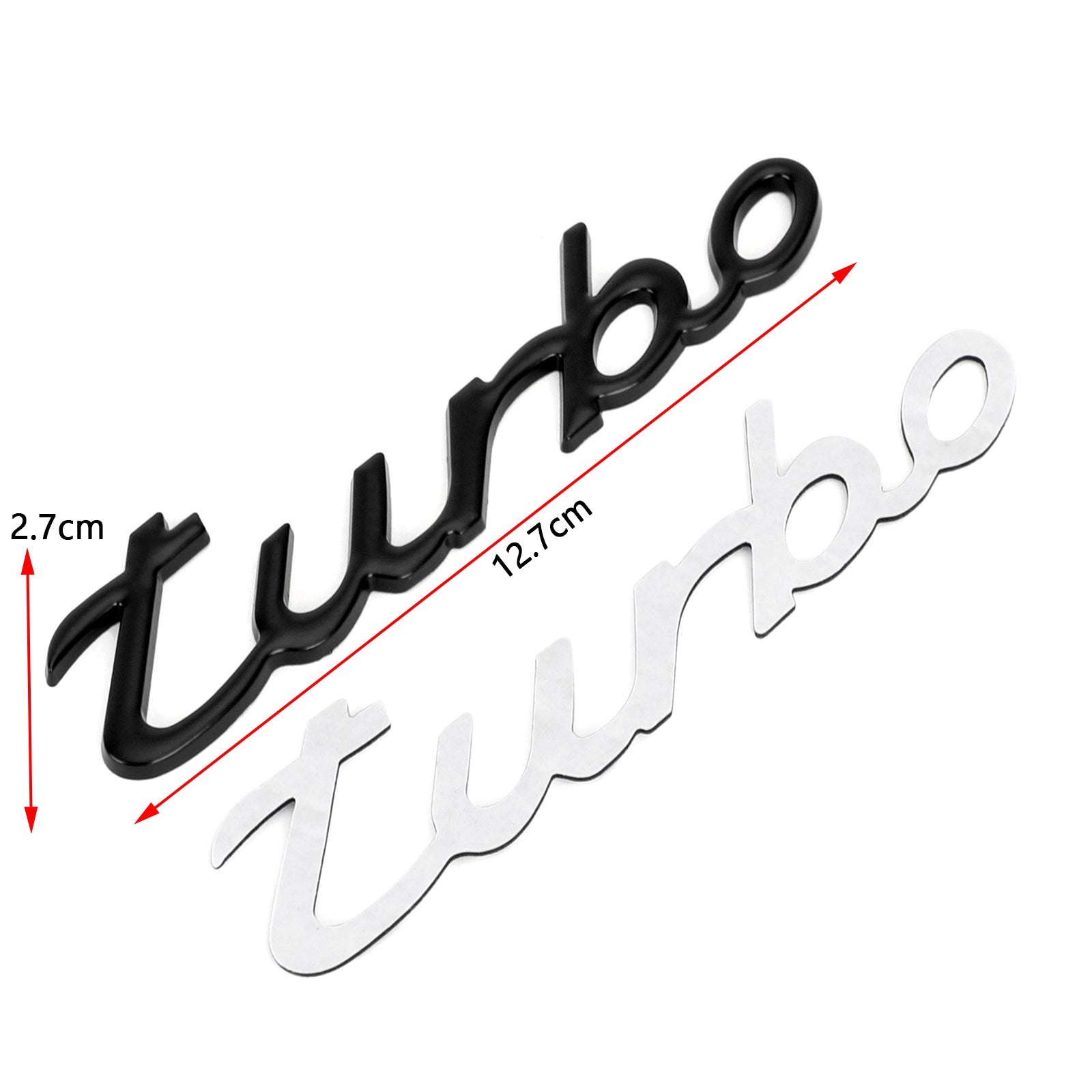 Etiqueta engomada del coche 3D Chapado en metal Turbo Logo Emblema Insignia Calcomanía Negro Genérico