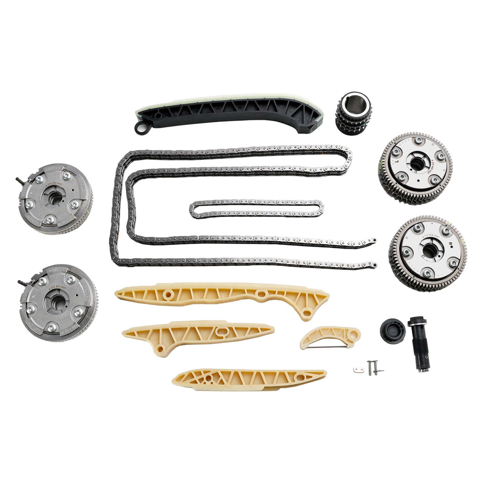 2007-2010 Mercedes CL550 / 2007-2009 Mercedes CLK550 SL550 Timing Chain Kit + 4x Camshaft Adjusters