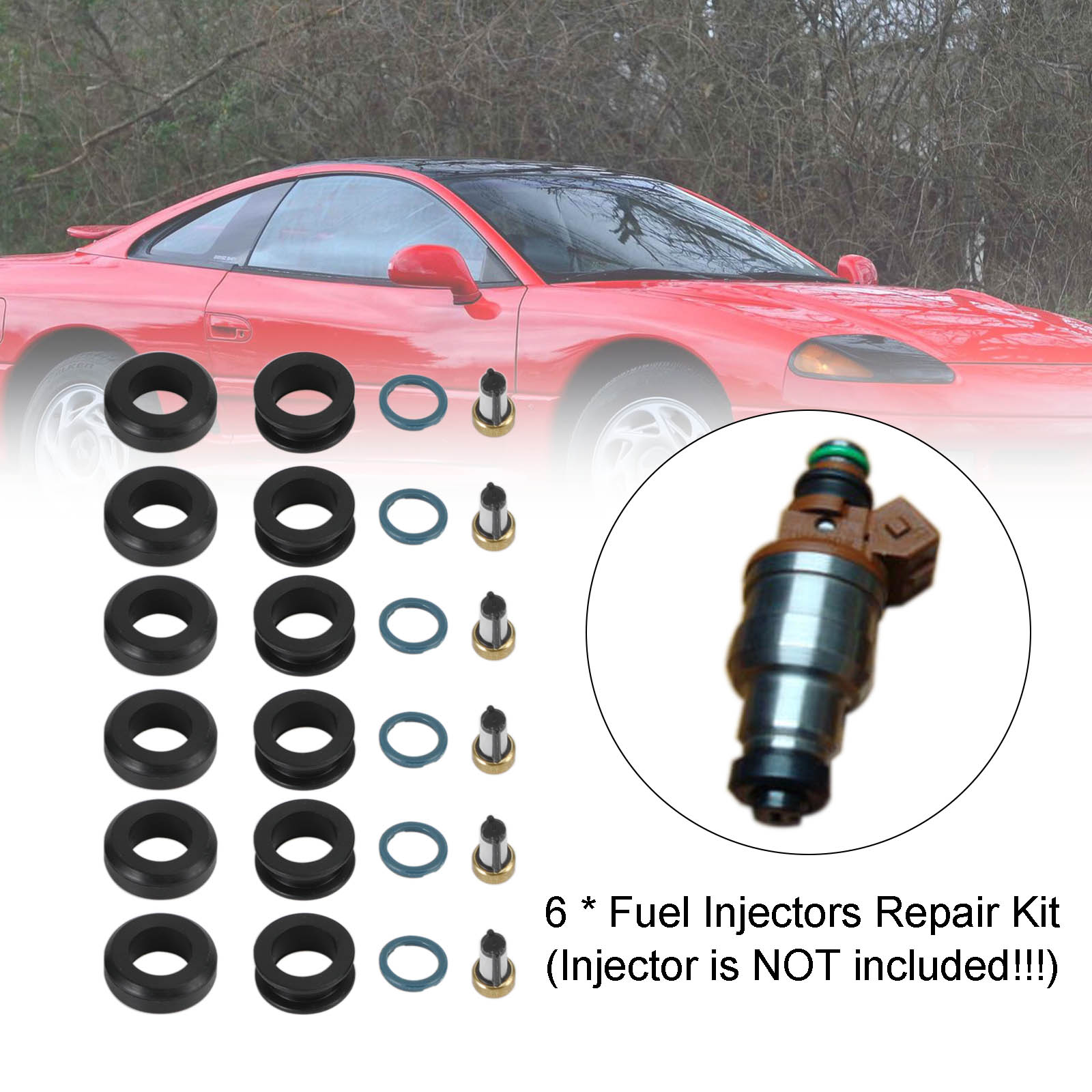 Kit de juntas tóricas de sellado de inyectores de combustible de 6 uds MD164888 compatible con Mitsubishi 3000GT INP-014