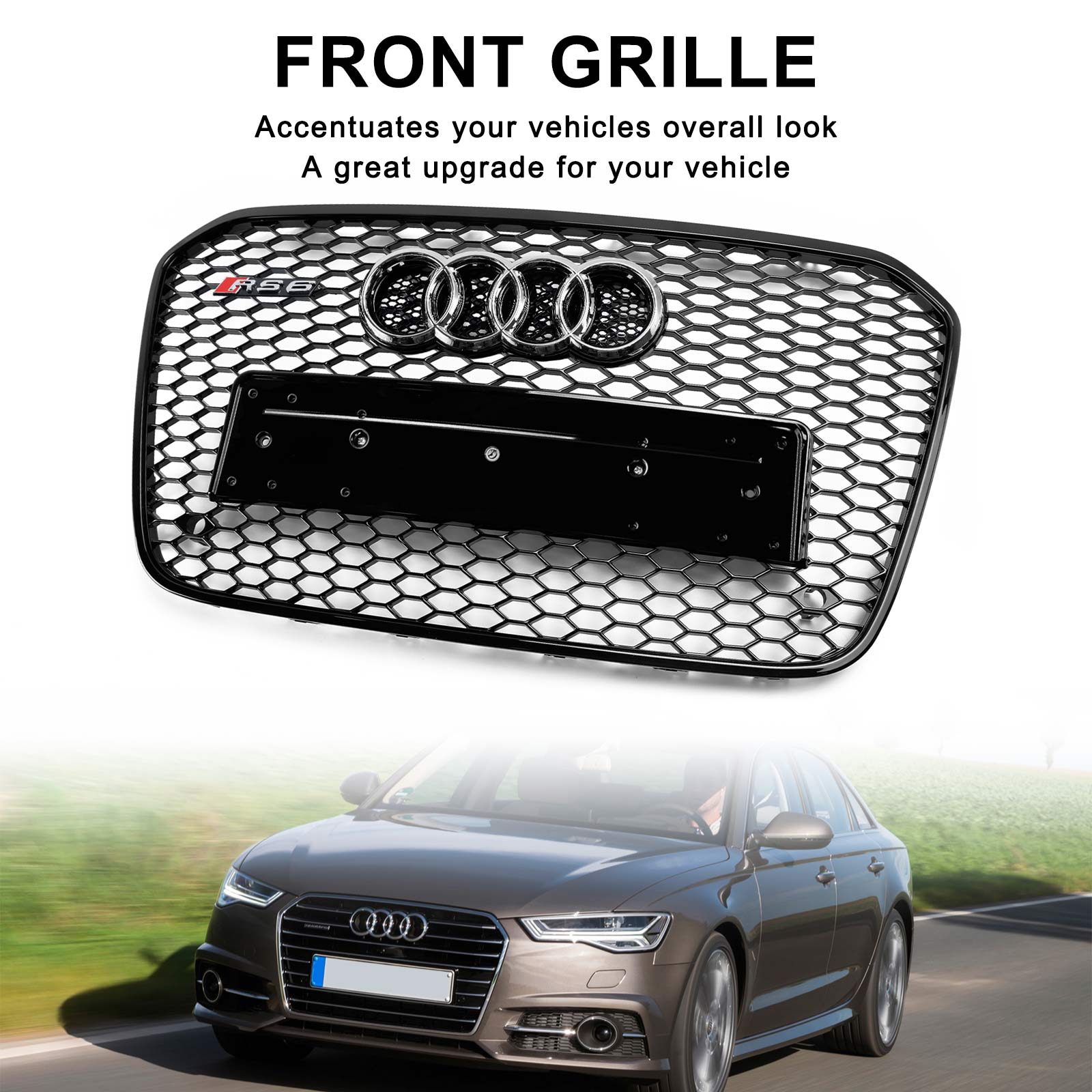 Audi A6 C7 S6 2012-2015 RS6 Style Honeycomb Front Bumper Grille Grill