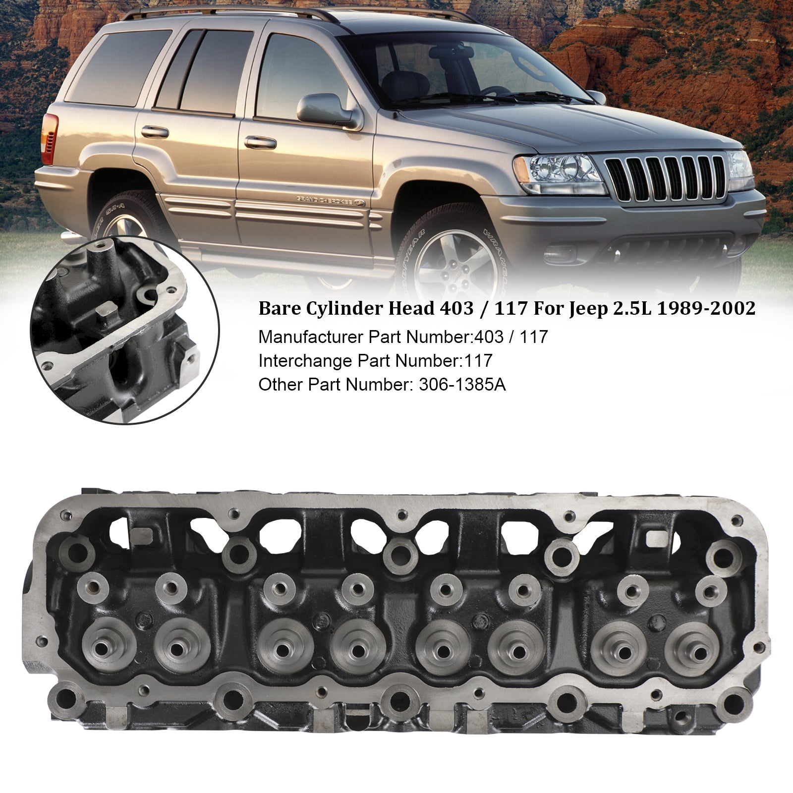 403 / 117 Bare Cylinder Head For Jeep 2.5L 1989-2002