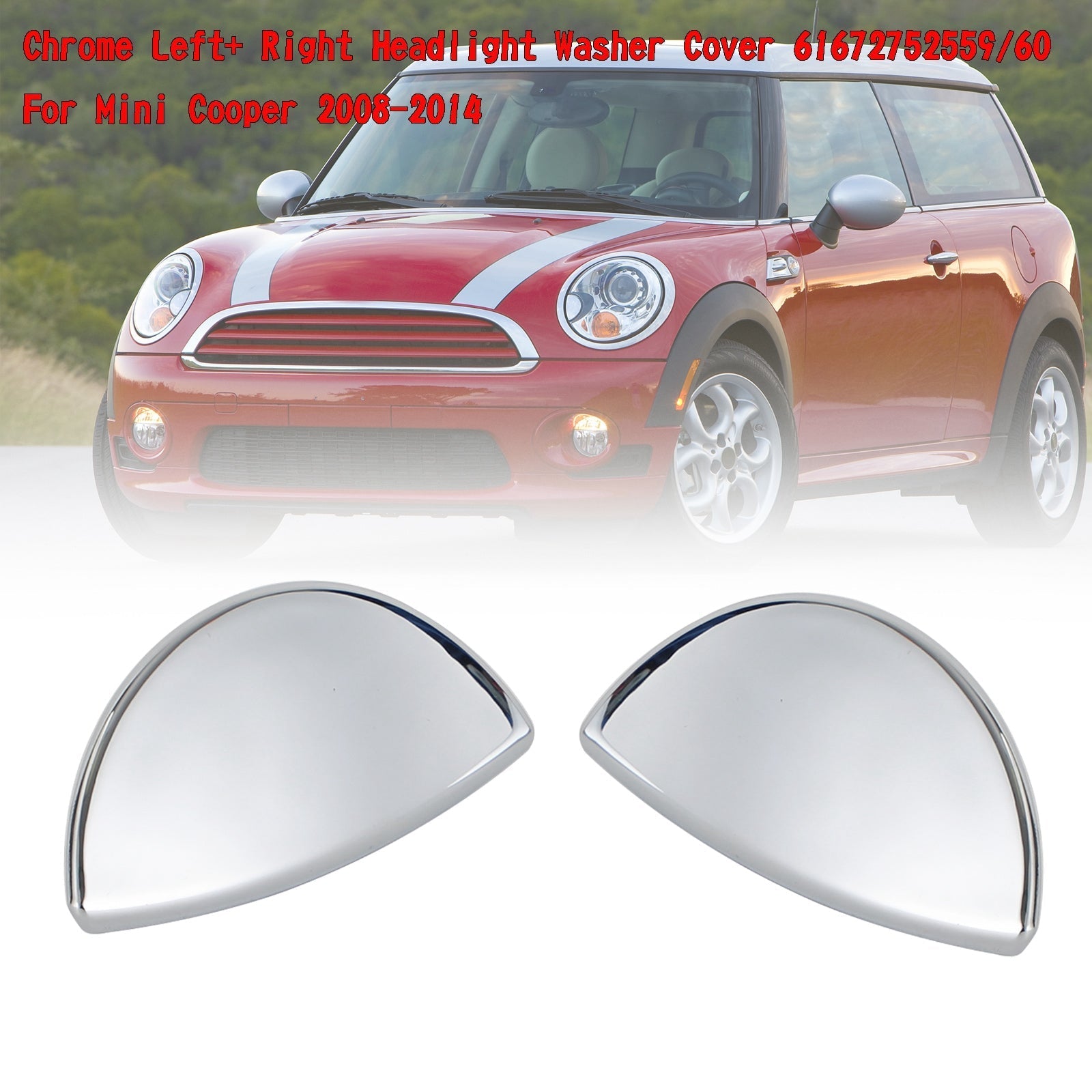 Mini Cooper 2008-2014 Left+ Right Headlight Washer Cover 61672752559/60 Chrome