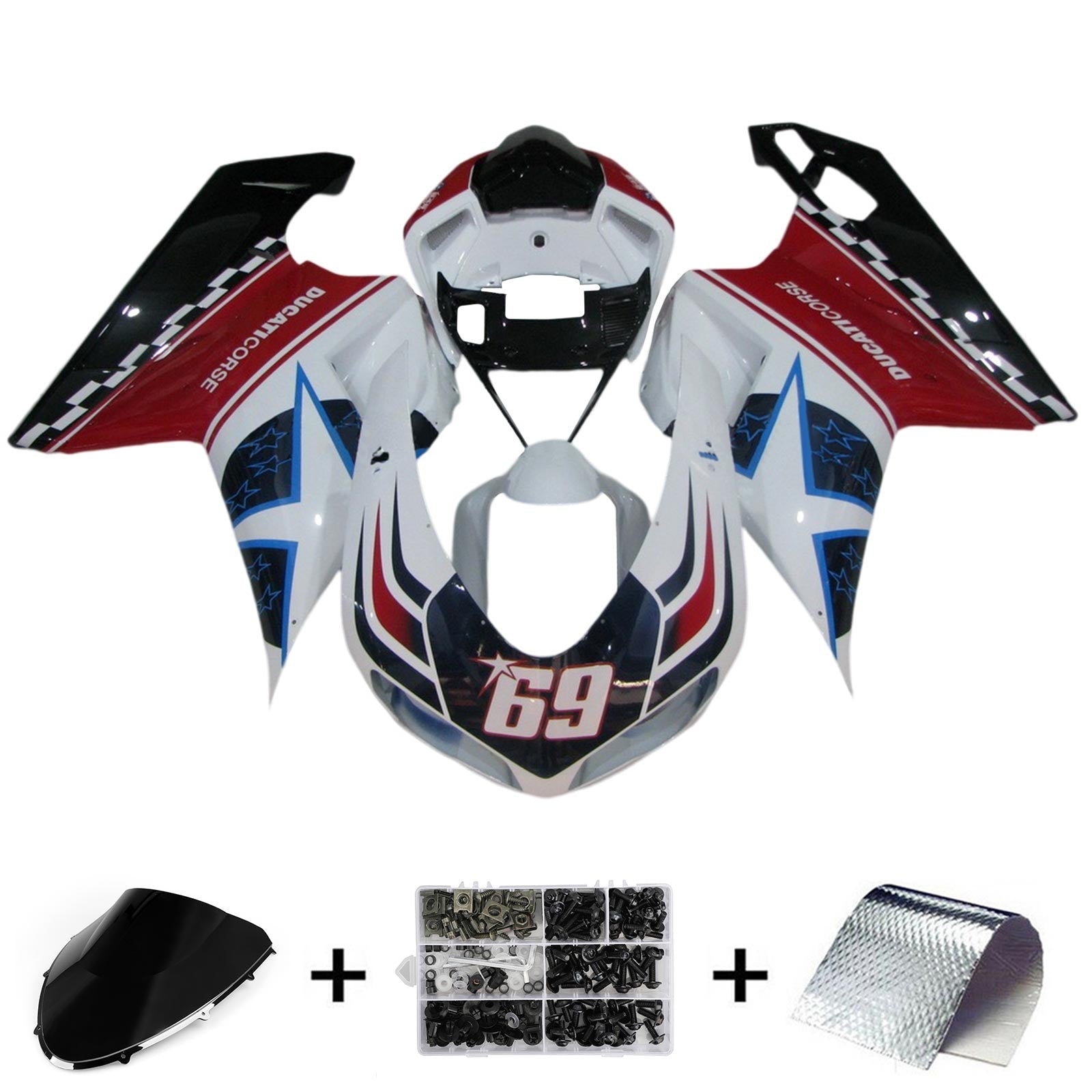 Ducati 1098 1198 848 2007-2011 Fairing Kit Bodywork ABS