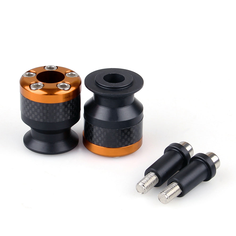 Universal Motorcycle CNC Carbon Fiber 10mm Swingarm Sliders Spools Orange Generic