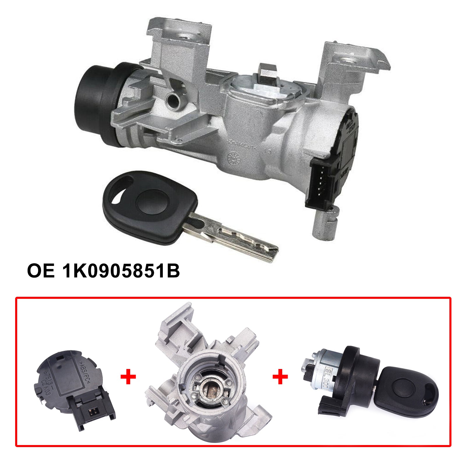 Audi TT / TT Quattro 2007-2010 Interruptor de encendido con llave de cilindro de cerradura 1K0905851B 1K0953527D