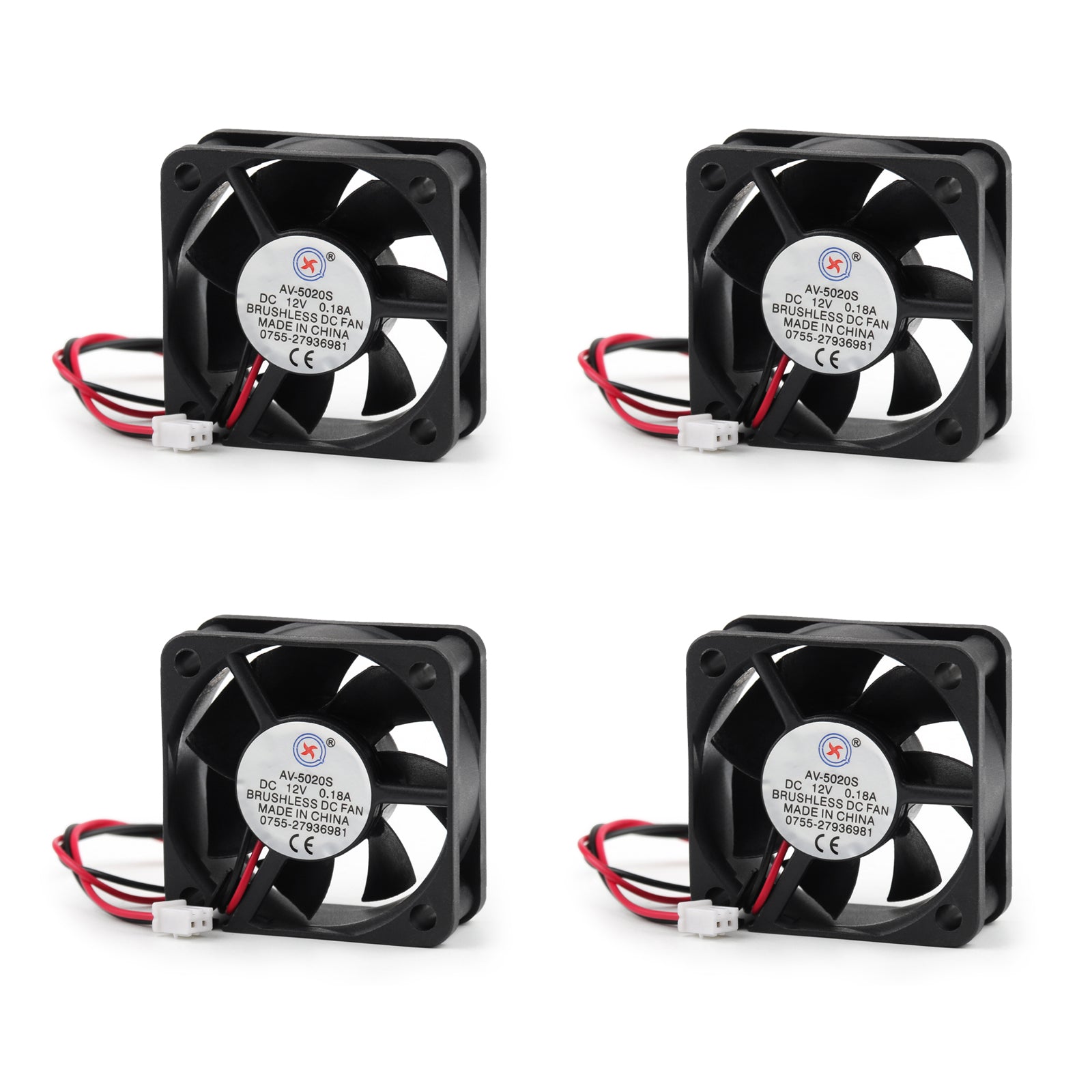 4Pcs DC Brushless Cooling PC Computer Fan 12V 0.18A 5020s 50x50x20mm 2 Pin Fan