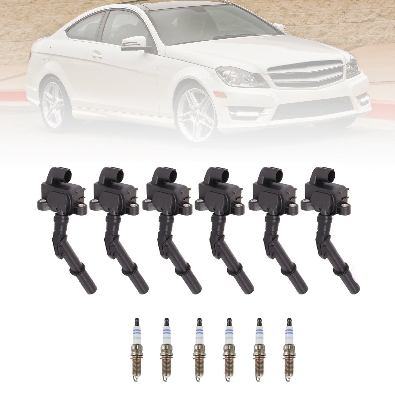 2012-2014 Mercedes-Benz CLS63 AMG V8 5.5L / ML550 V8 4.7L 6x Ignition Coil +Spark Plug UF741