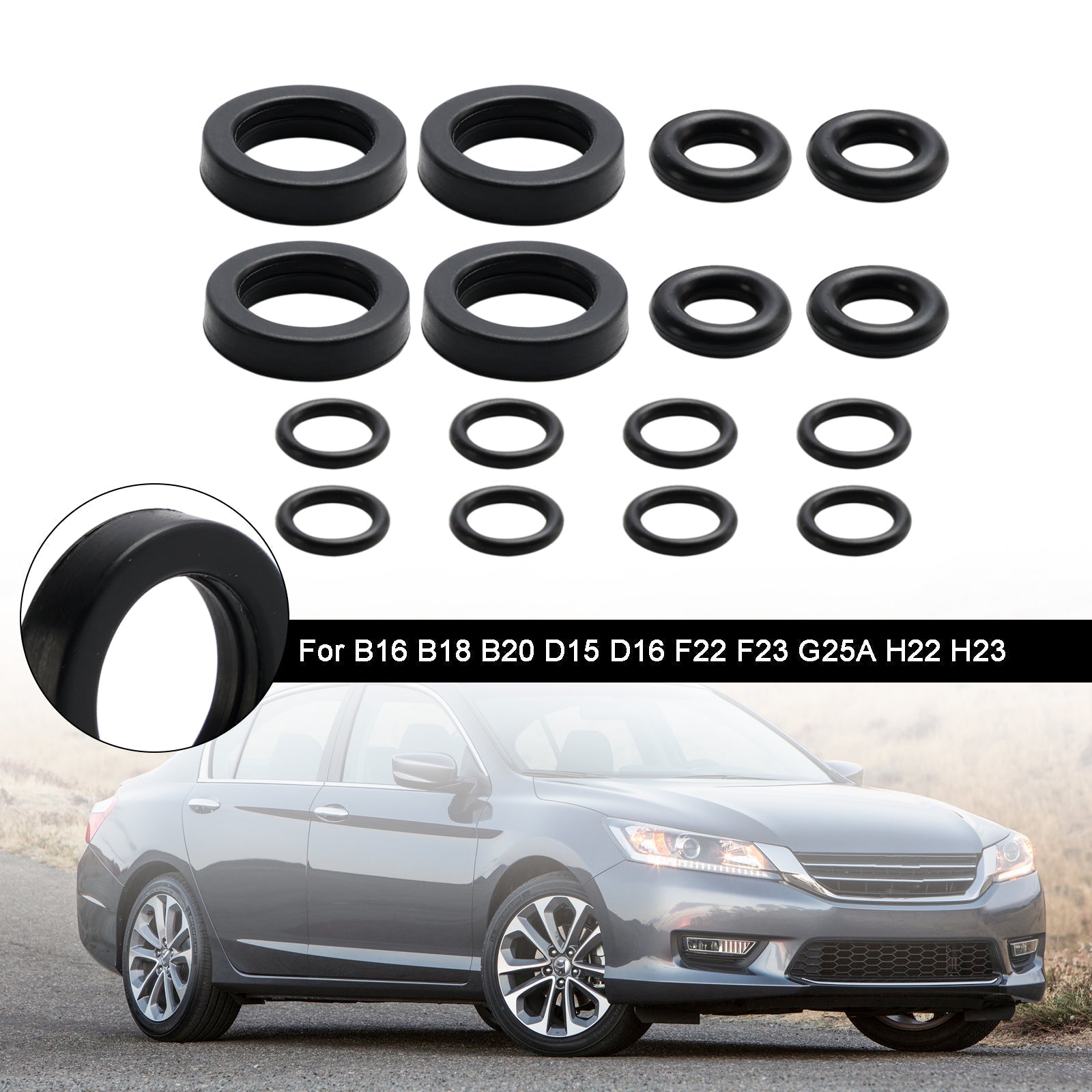 4PCS Fuel Injector Seal O-Ring Kit fit Honda Accord CRX Civic DelSol Prelude