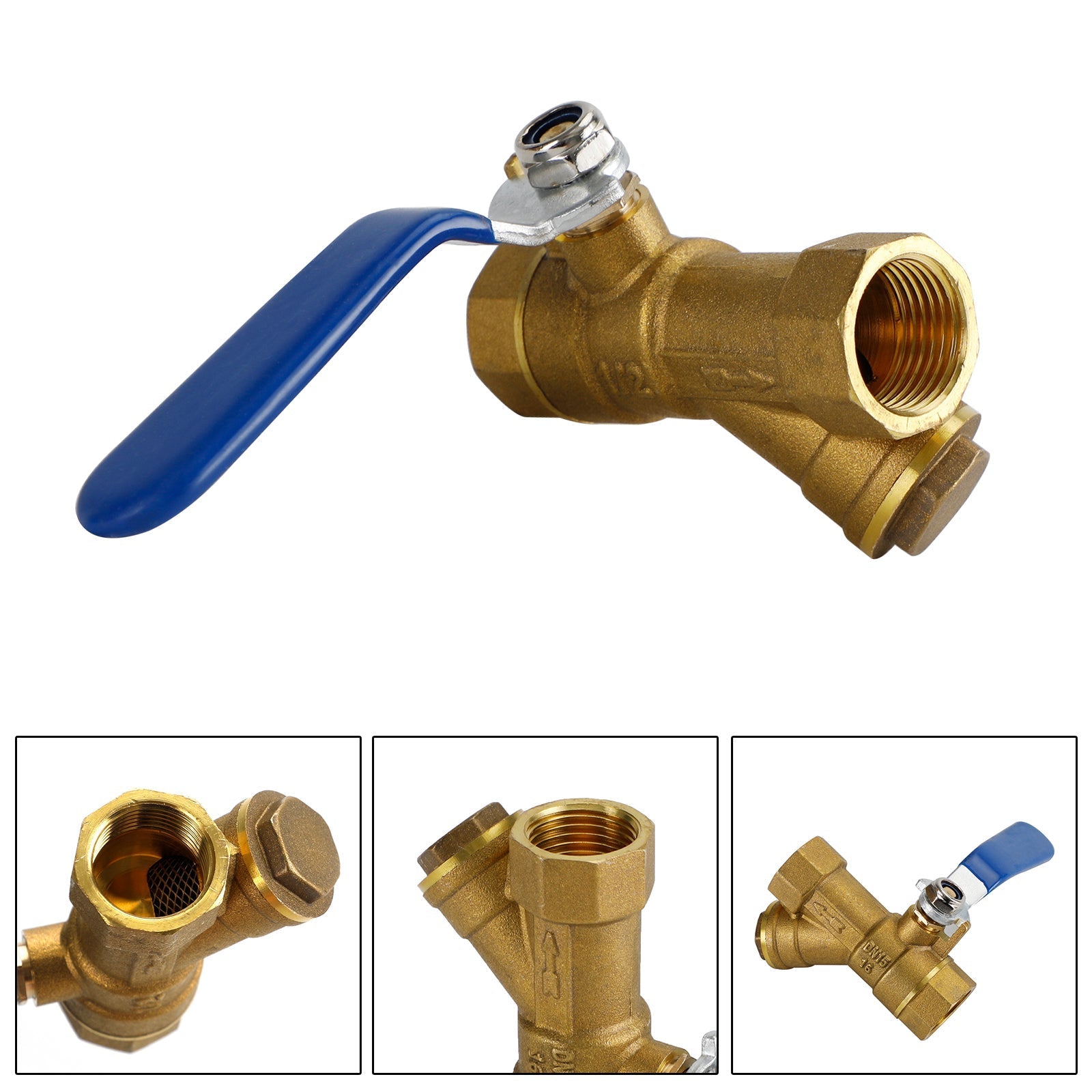 1/2" 3/4" 1" BSP Brass Y Type Strainer Filter Ball Valve Equal Female Thread