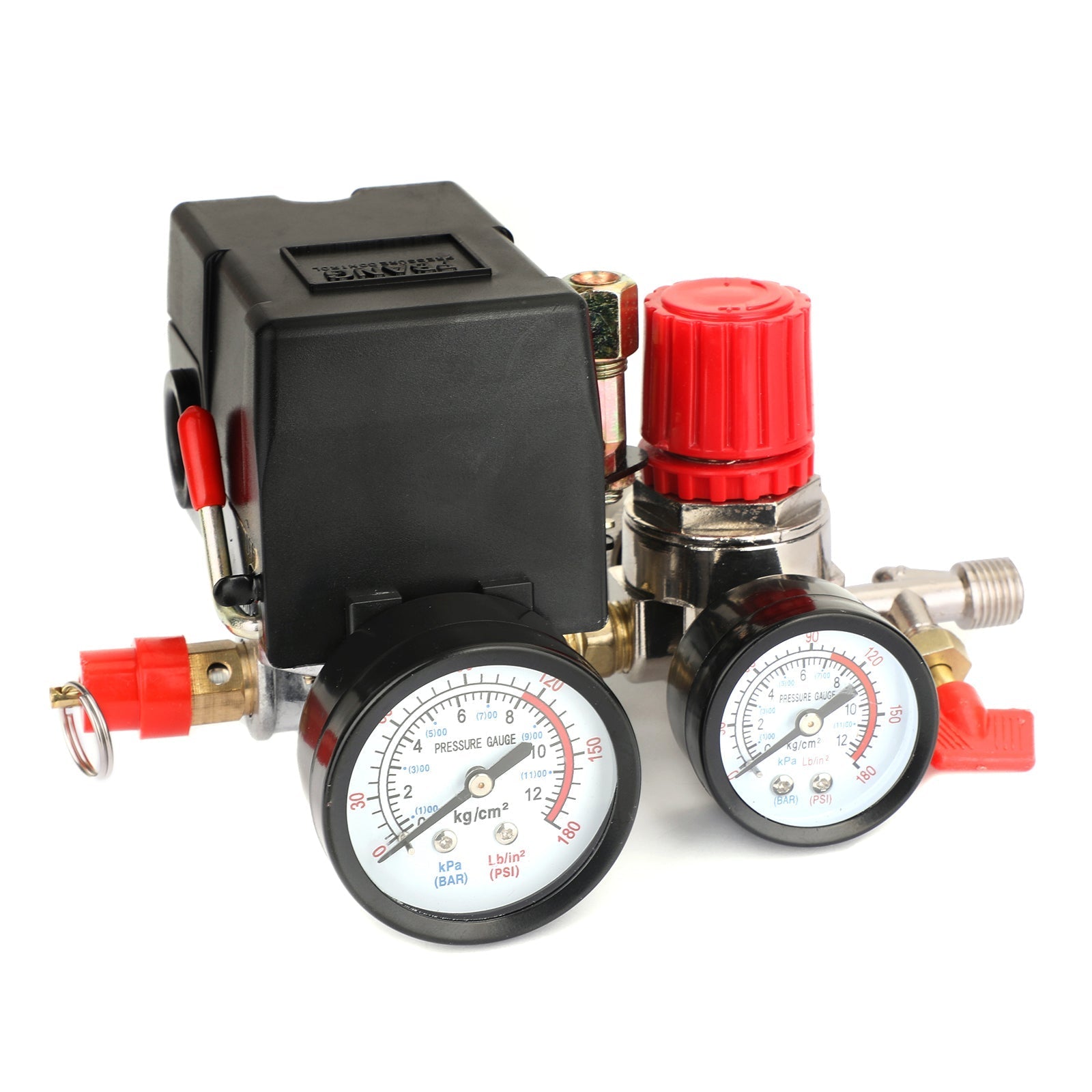 Air Compressor Pressure Control Switch Manifold Regulator Fitting with Gauges