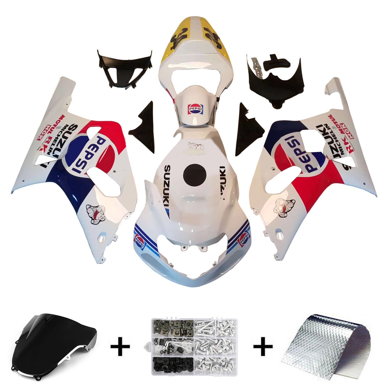 Amotopart Suzuki GSXR1000 2000-2002 K1 K2 Fairing Kit Bodywork Plastic ABS