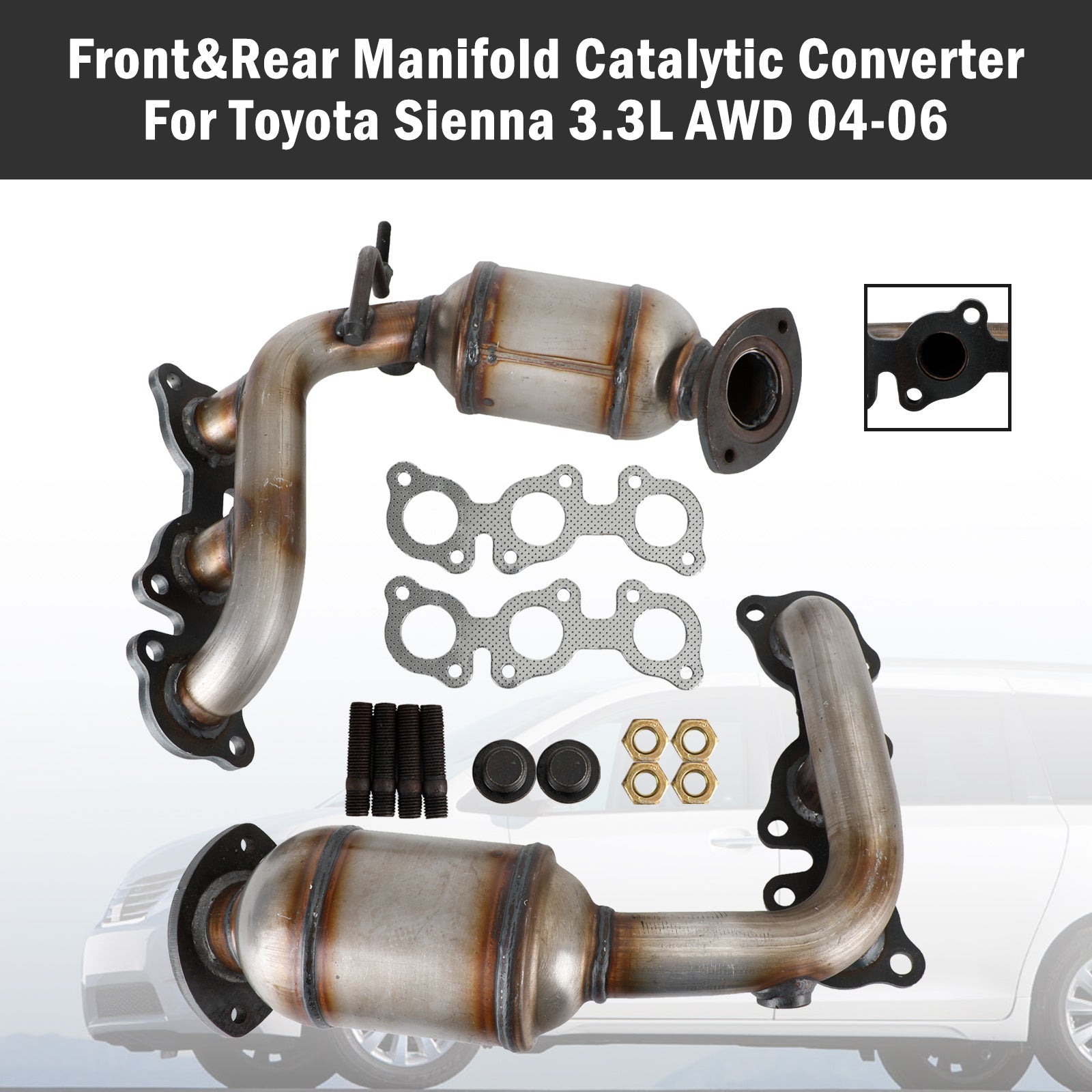 Toyota Sienna 3.3L AWD 2004-2006 Front & Rear Catalytic Converter