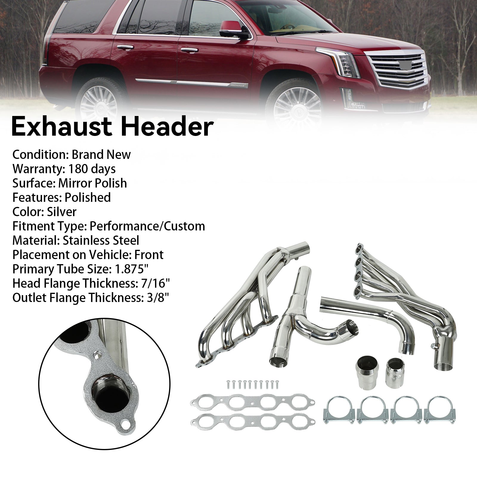 2014-2017 Chevy Silverado 1500/2500/3500 GMC Sierra 1500 2WD/4WD Stainless Exhaust Header