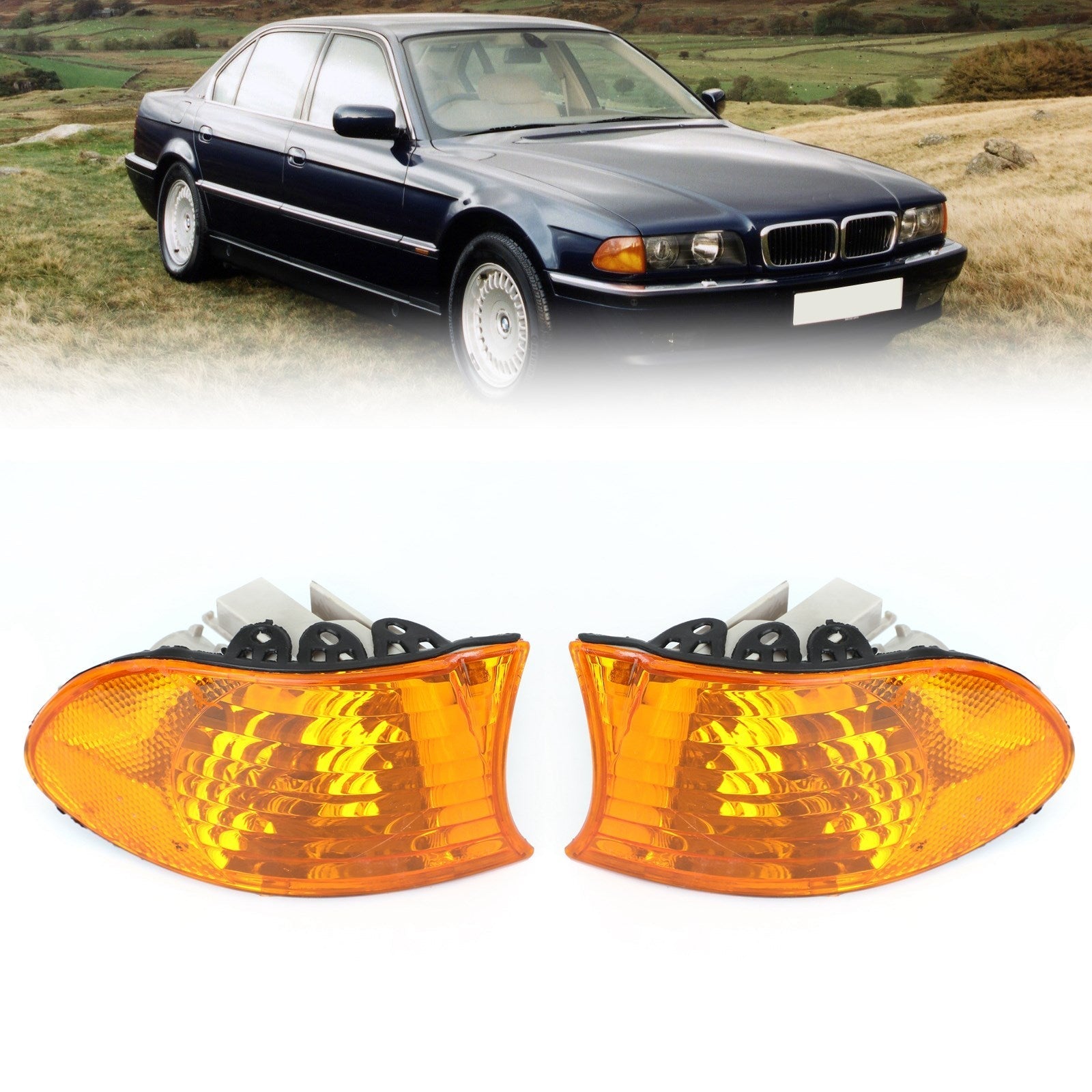 1999-2001 BMW Serie 7 E38 Luces de esquina Luces de estacionamiento Par Blanco Ámbar