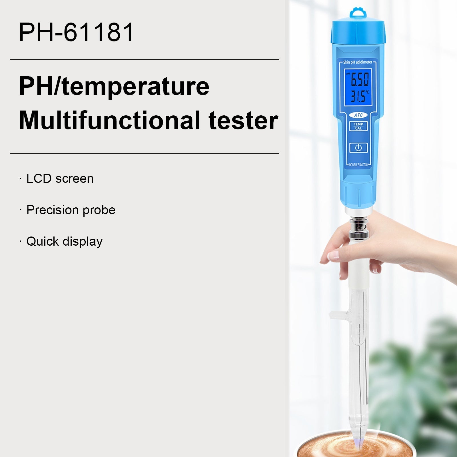 PH Meter Thermometer Pen For Food Fruit Meat Soil Lab Digital Acidity PH Tester