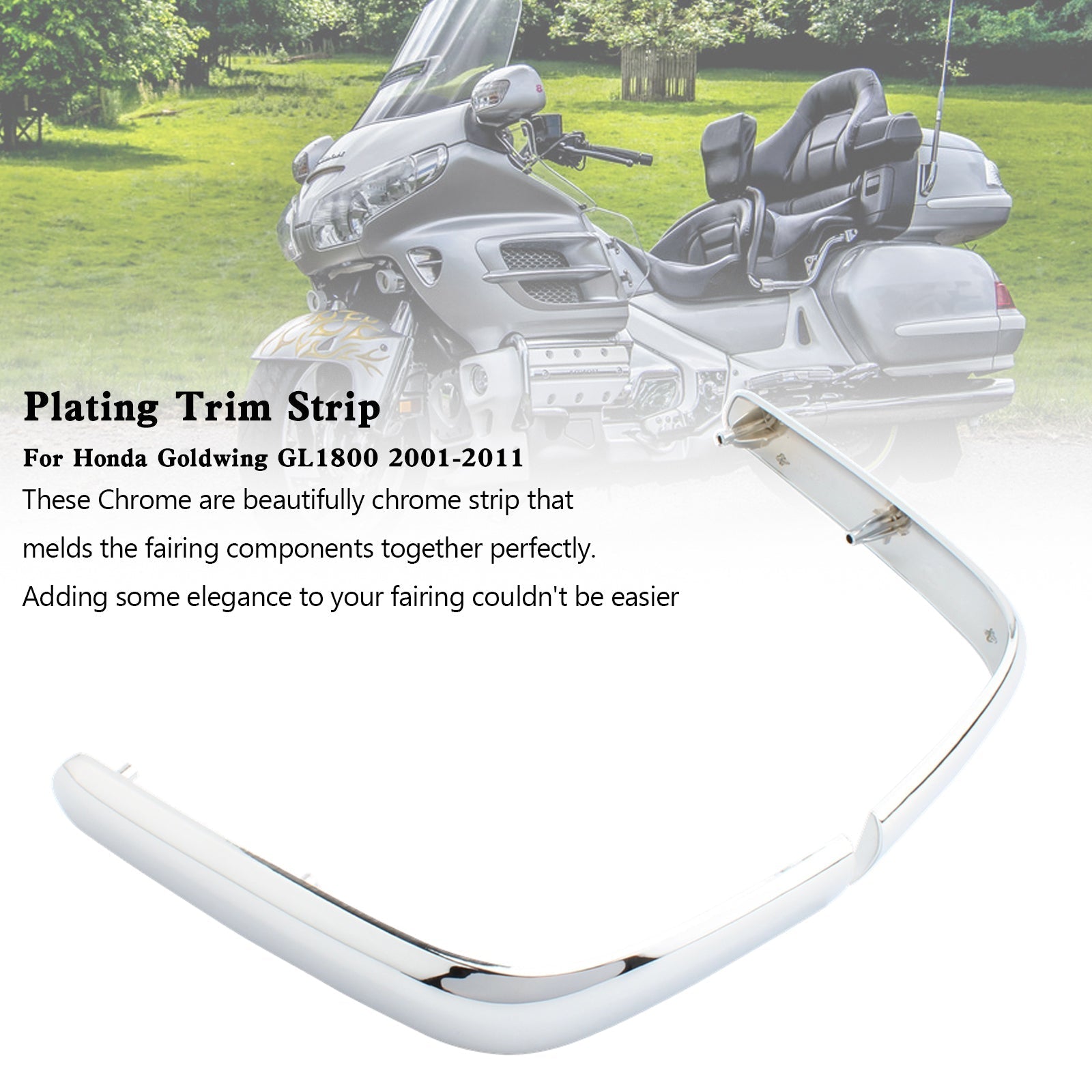 Honda Goldwing GL1800 2001-2011 Trunk Trim Strip Moldings Accent Chrome