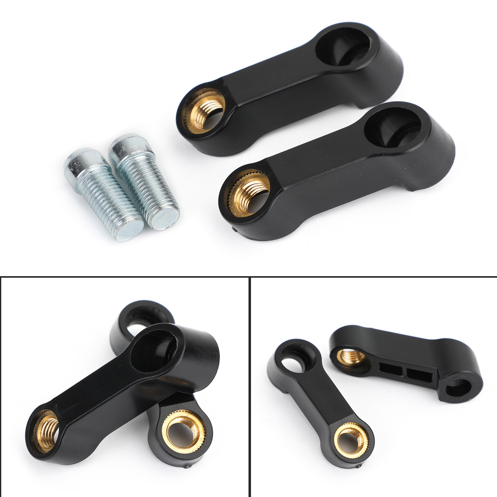 Motorcycle Mirror Extender Riser Extension Bracket Black 10mm M10 Fit for Honda Generic