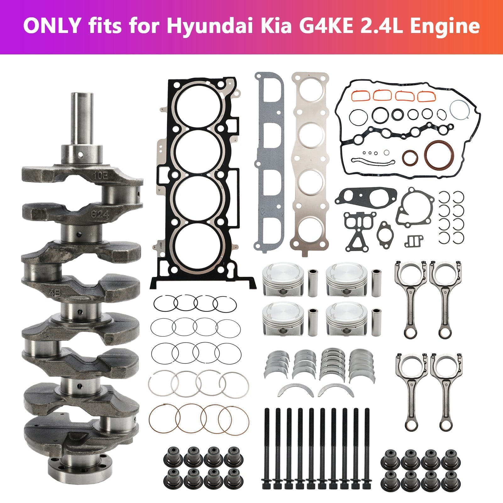 G4KE 2.4L Engine Overhaul Rebuild Kit & Crankshaft & Con Rods for Hyundai Tucson 2010-2020