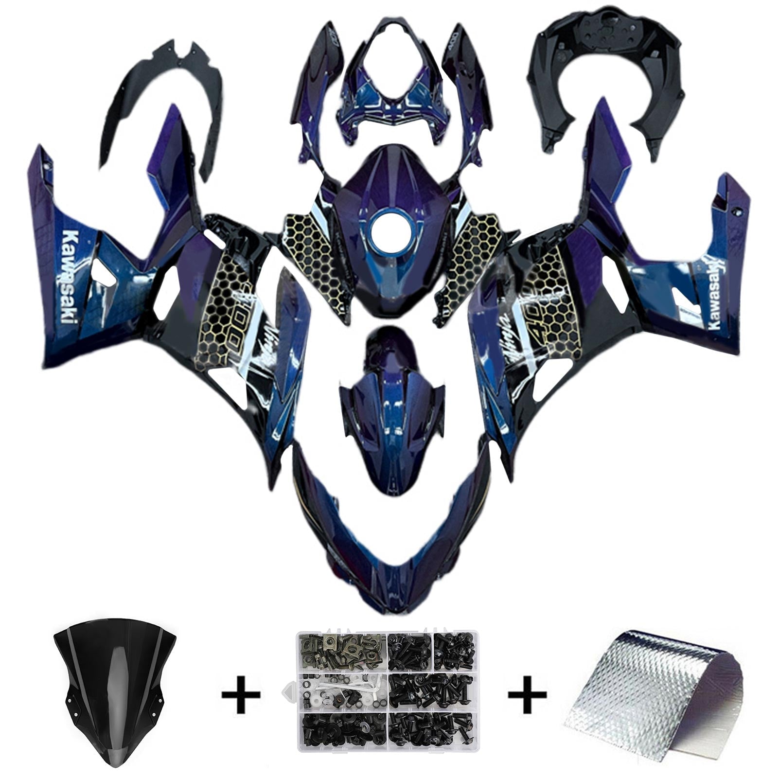 Amotopart Kawasaki EX400 Ninja400 2018-2024 Fairing Kit Bodywork Plastic ABS