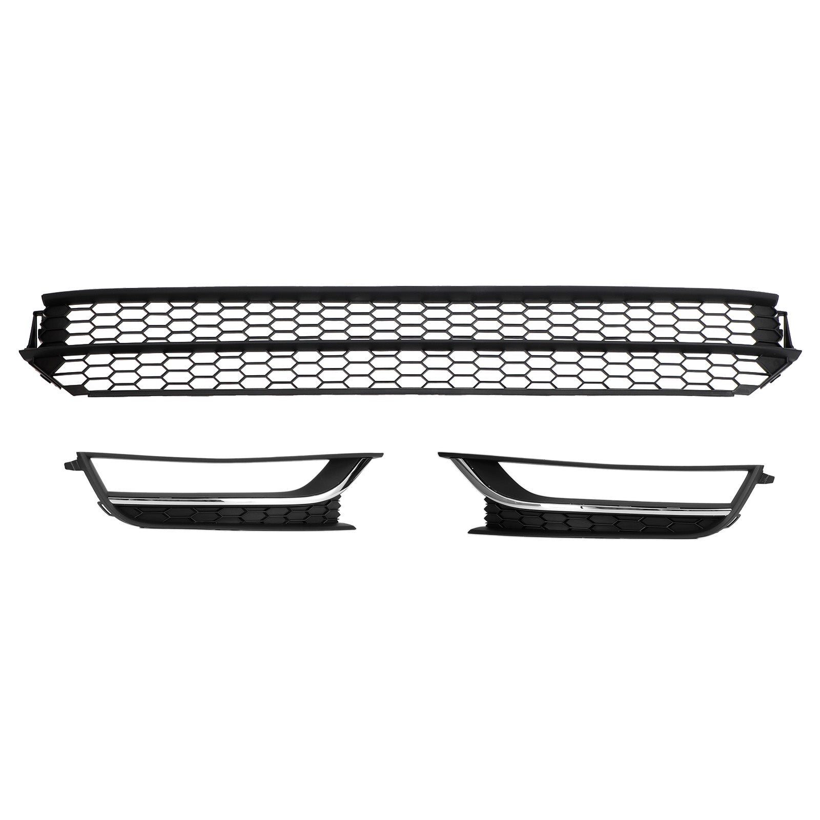 VW Passat 2012-2015 Front Lower Grille Grill Fog Light Cover Black & Chrome