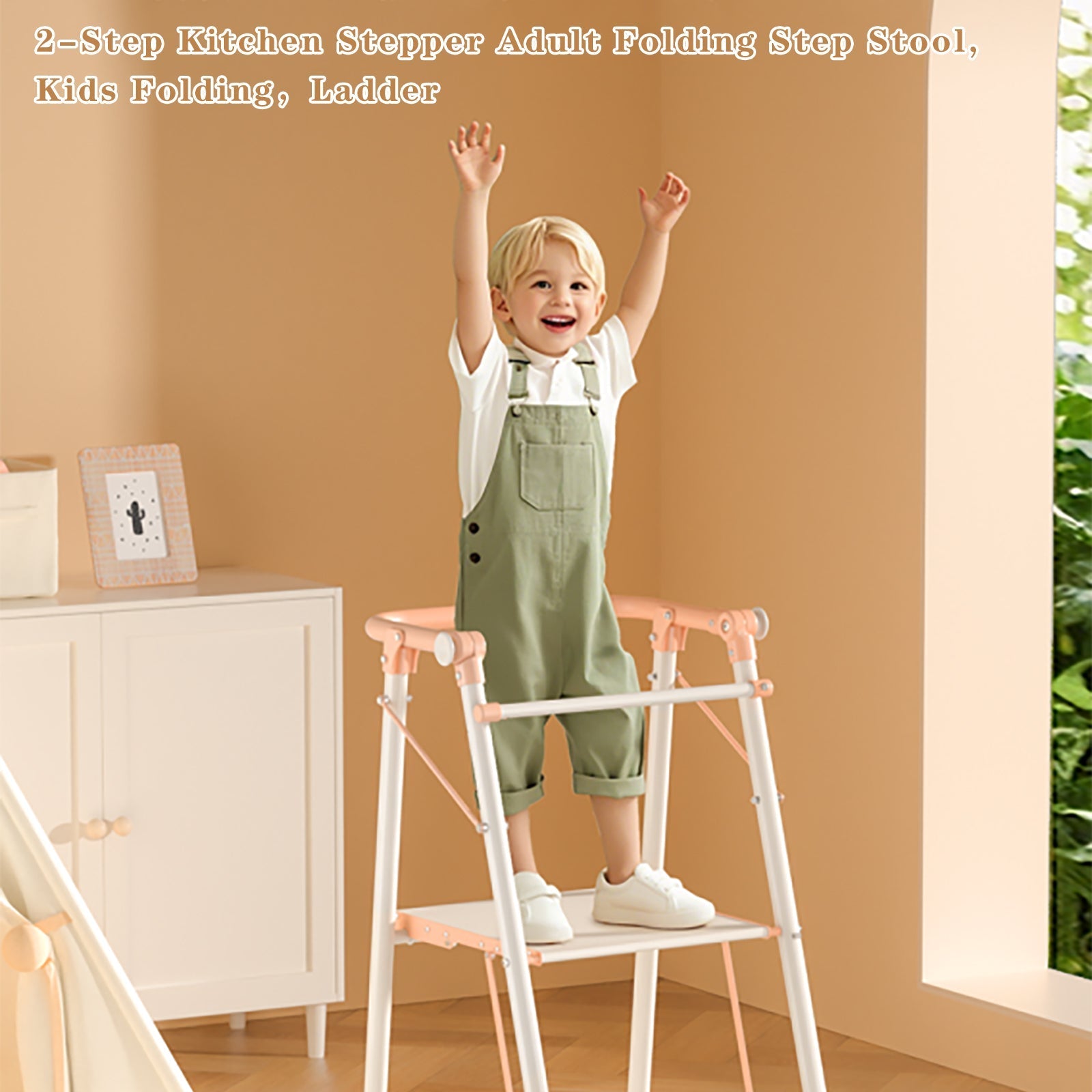 2-Step Kitchen Stepper Adult Folding Step Stool Kids Folding