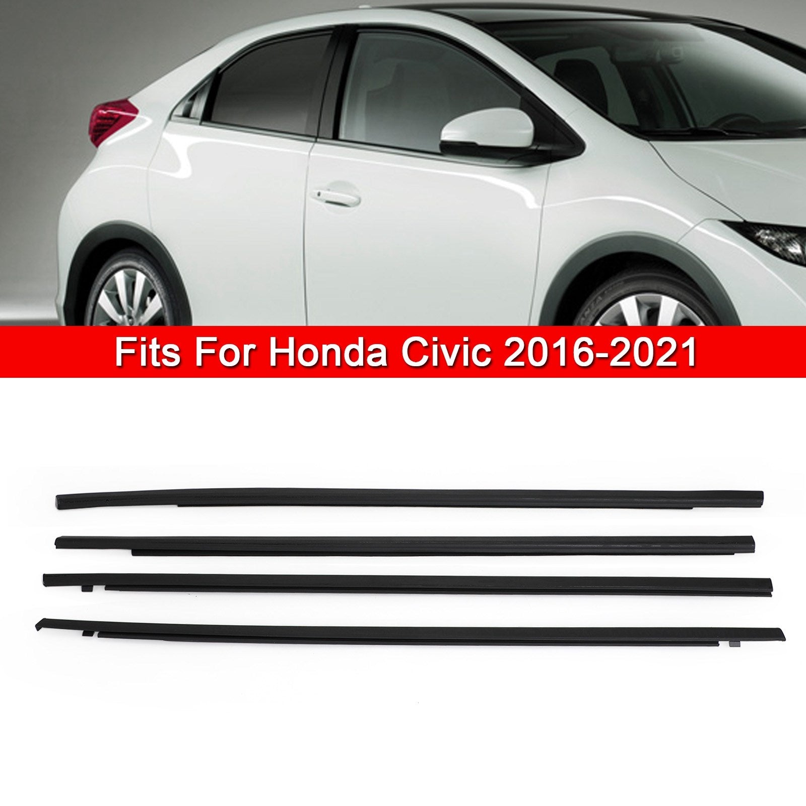 Burlete para moldura de ventana, cinturón de sellado, 4 unidades, para Honda Civic Sedan 2016-2021, genérico