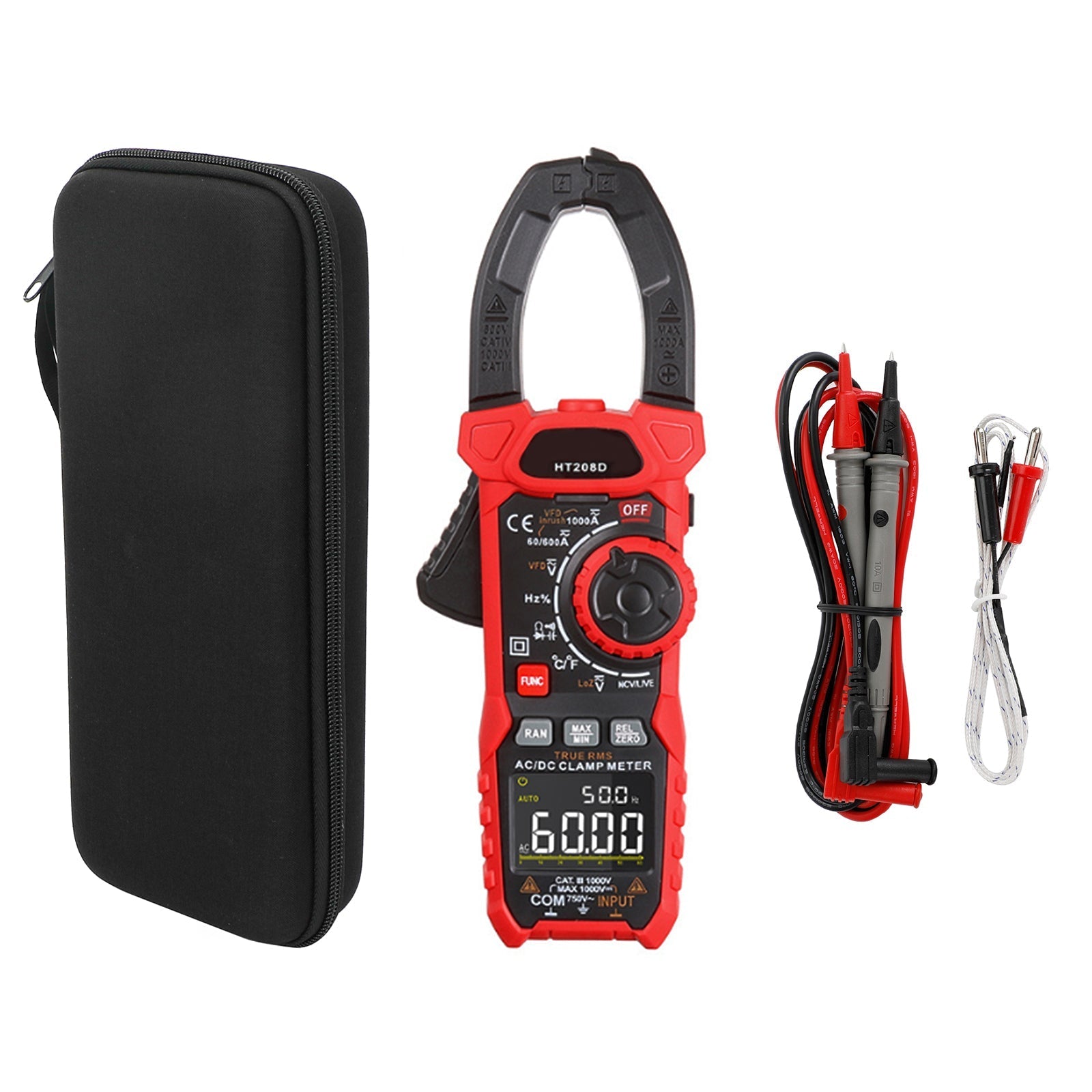 HT208D Clamp Meter AC DC 6000 Counts Current Voltage Resistance Tester