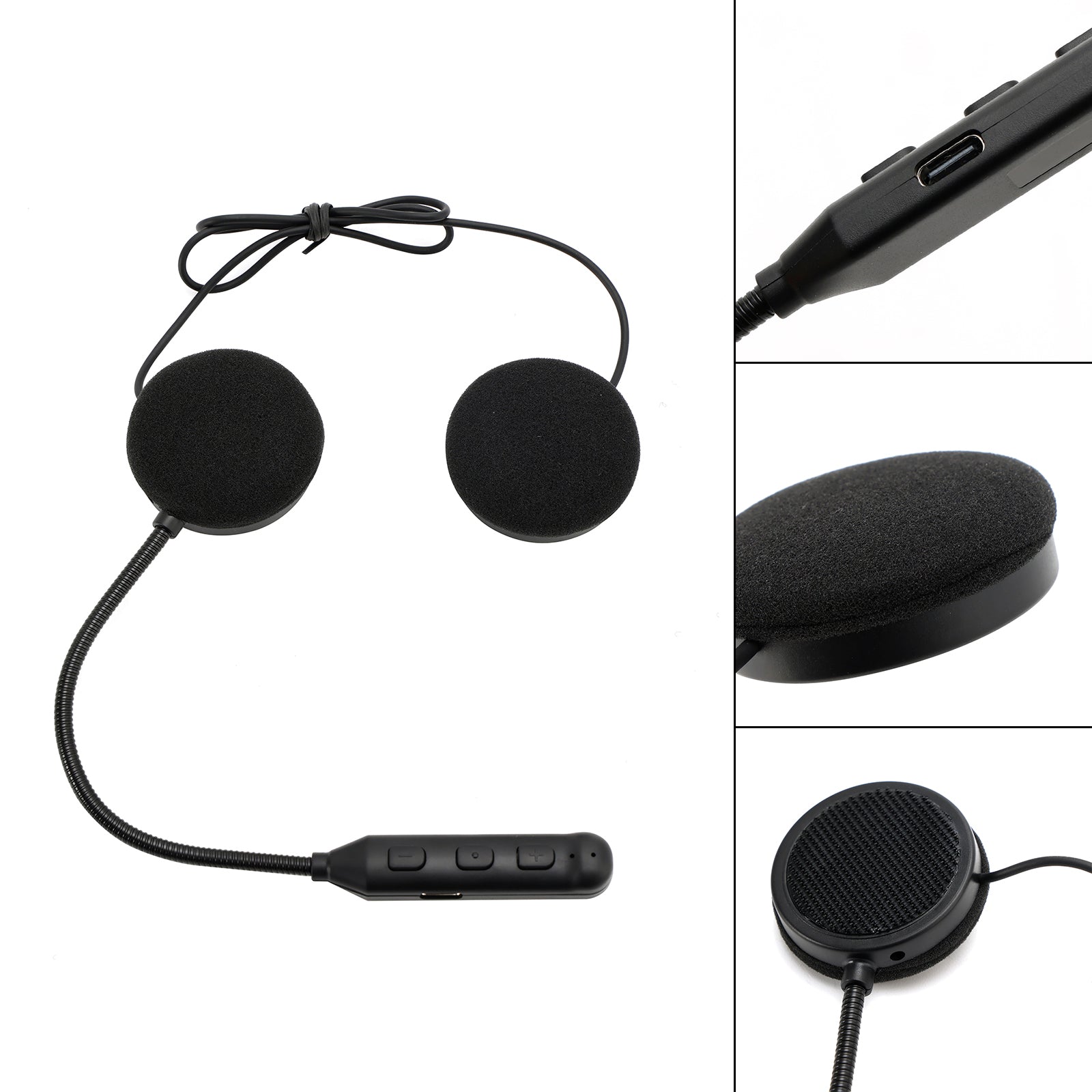 Universal Speaker Player Helmet Bluetooth Earphone Headset Black For Motorcycle