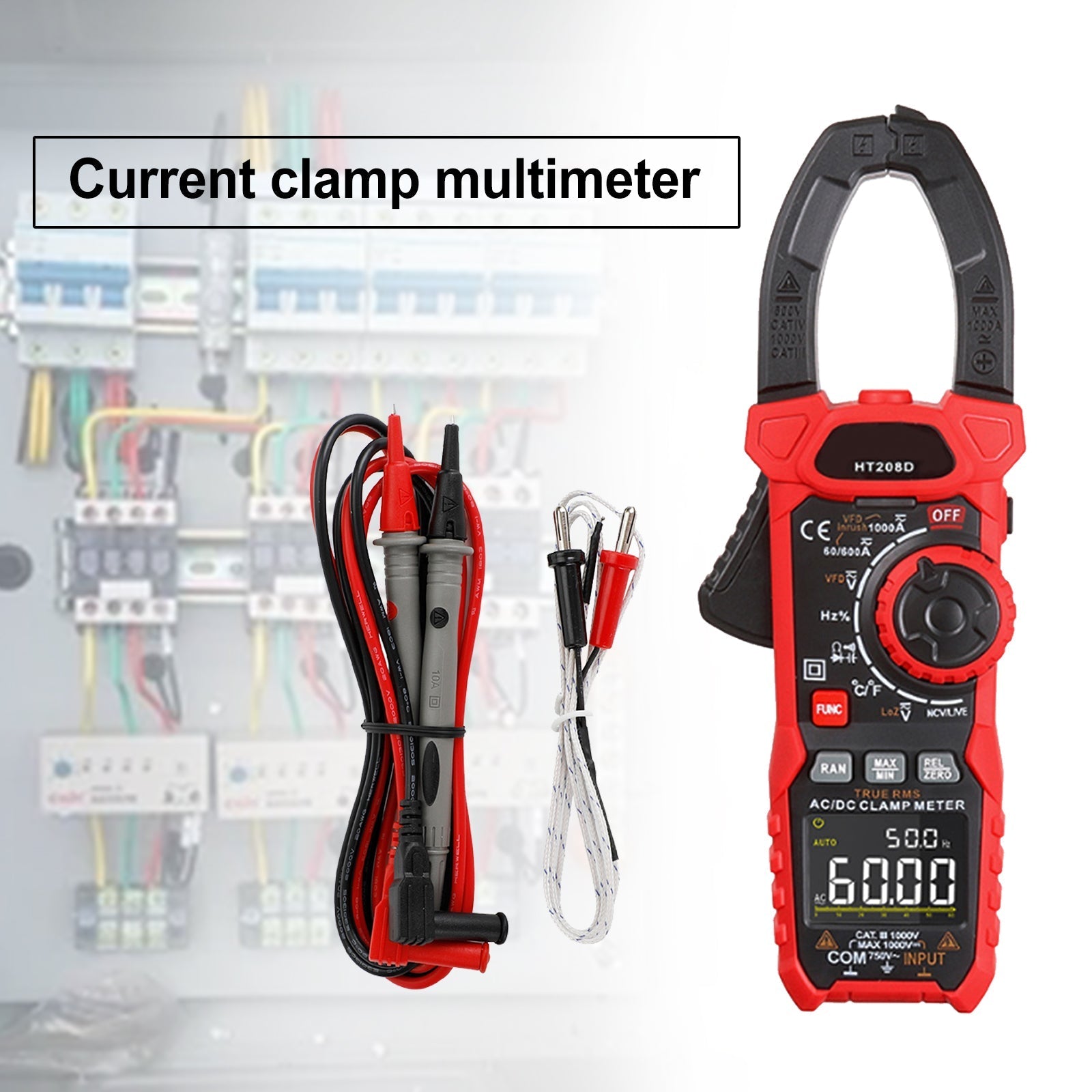 HT208D Clamp Meter AC DC 6000 Counts Current Voltage Resistance Tester