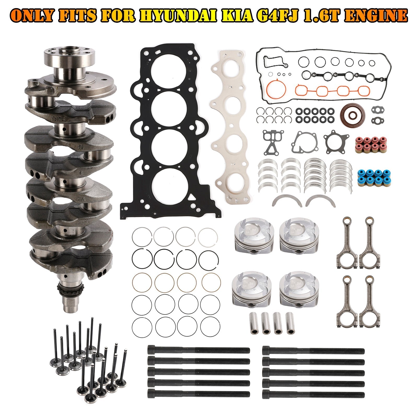 G4FJ 1.6T Engine Overhaul Rebuild Kit Pistons Rods Gasket Kit for Hyundai KIA