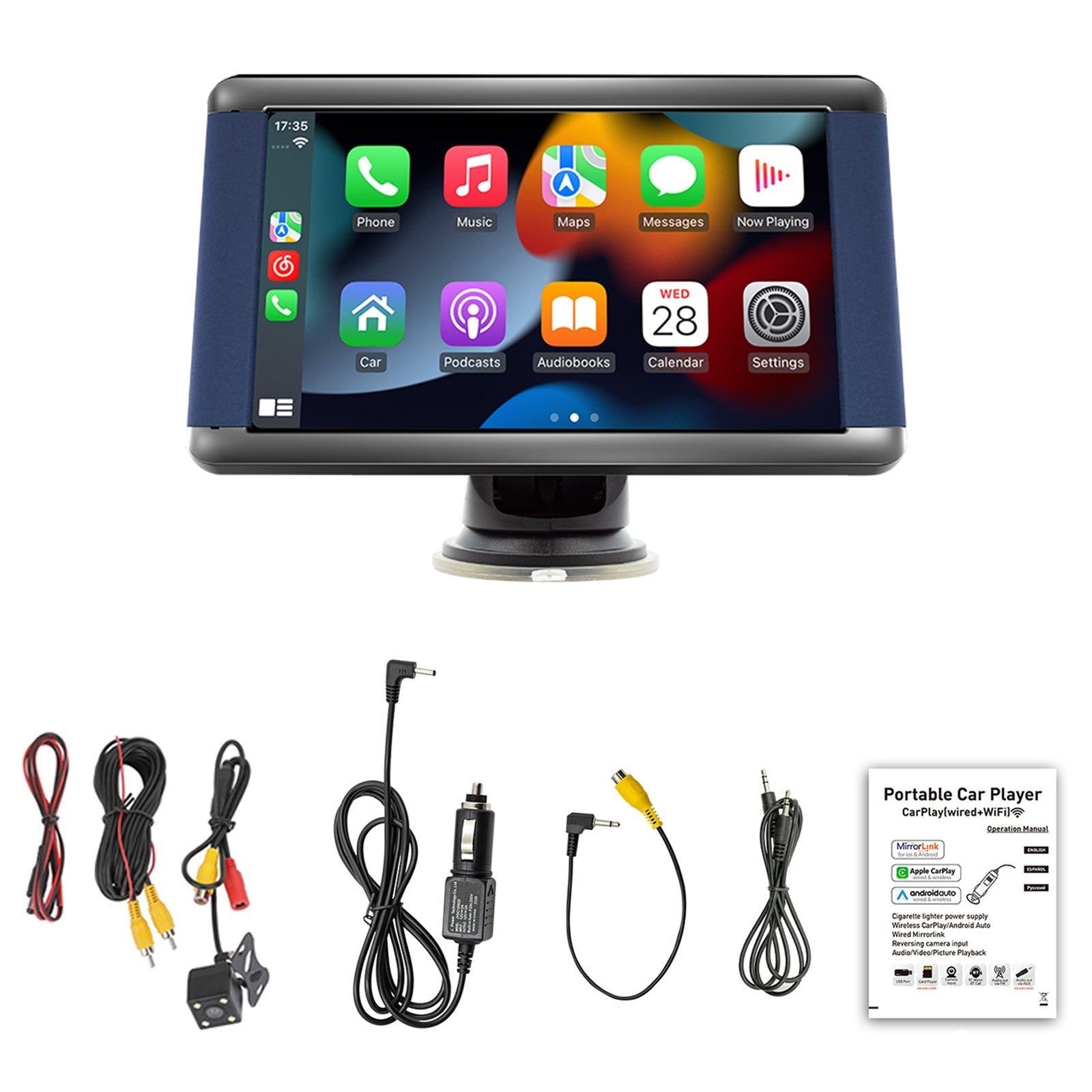 7" Portable Bluetooth Car MP5 Player Car Desktop Monitor Wireless Carplay Camera