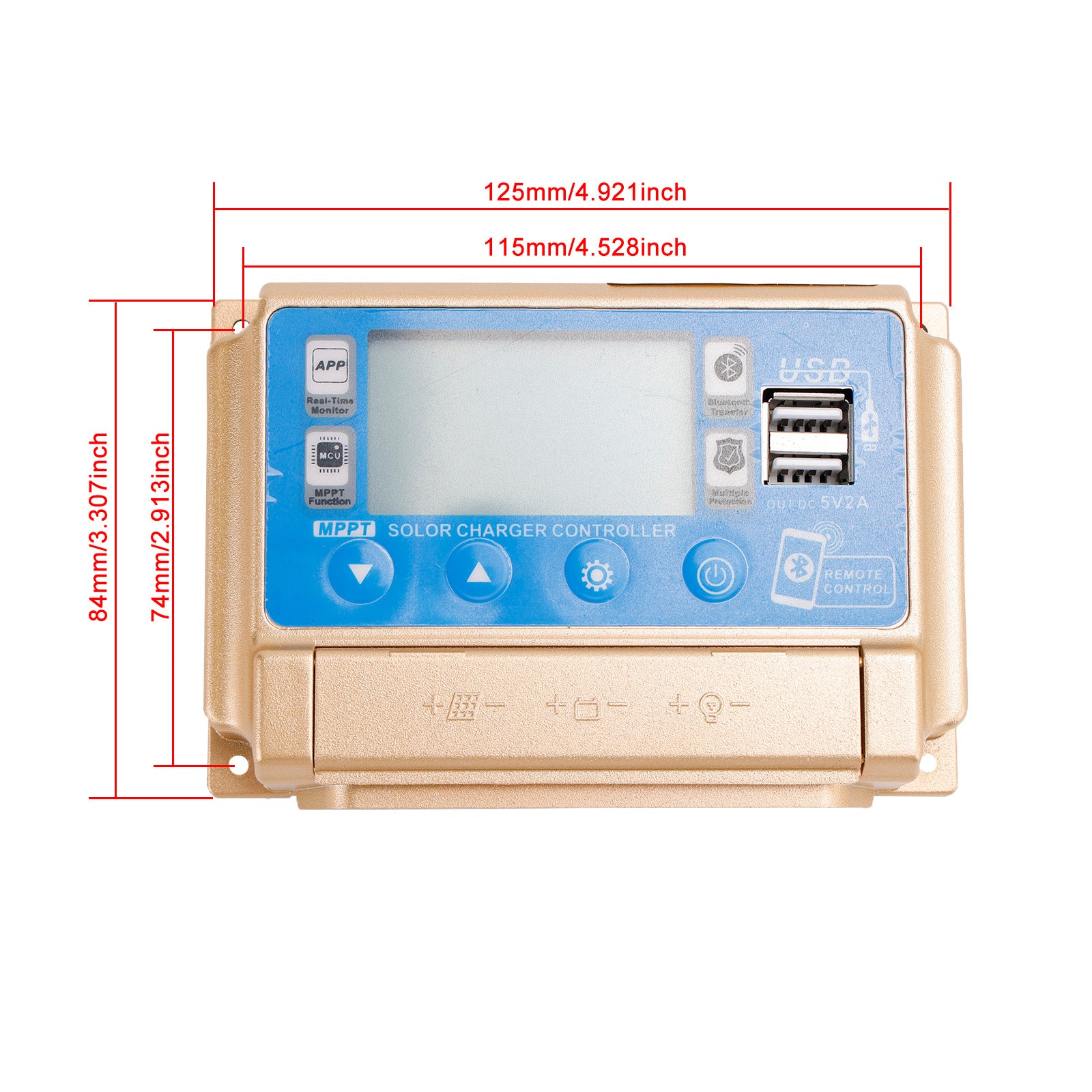 30A-60A MPPT Bluetooth Solar Charge Controller Charger Fits 12V/24V Battery Gold