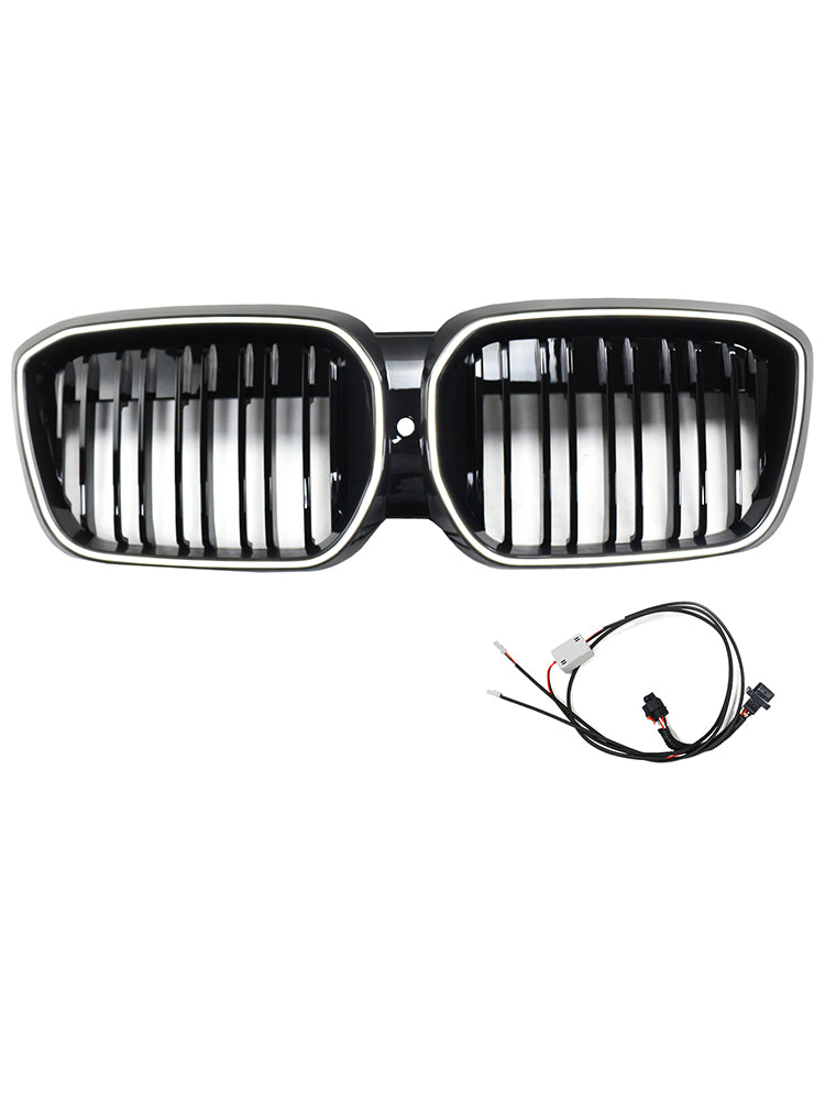 Double Slat Black Front Kidney Grill Grille Fit BMW IX3 G08 LCI 2022-2024