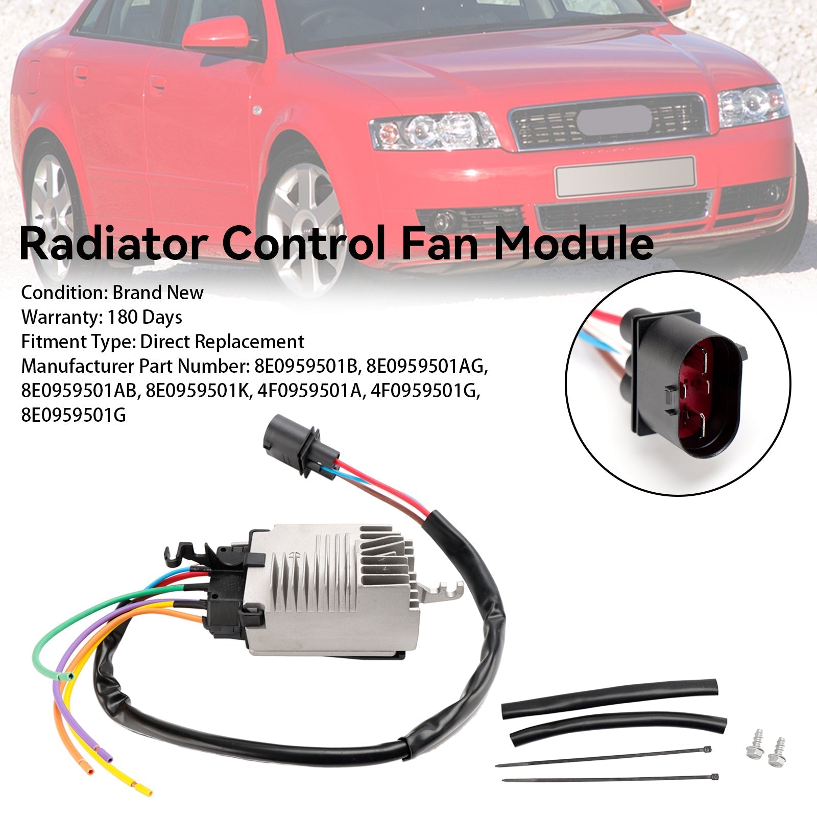 Módulo de unidad de Control de ventilador de radiador 8E0959501AB 8E0959501AG compatible con Audi A4 8E2 8E5 B6