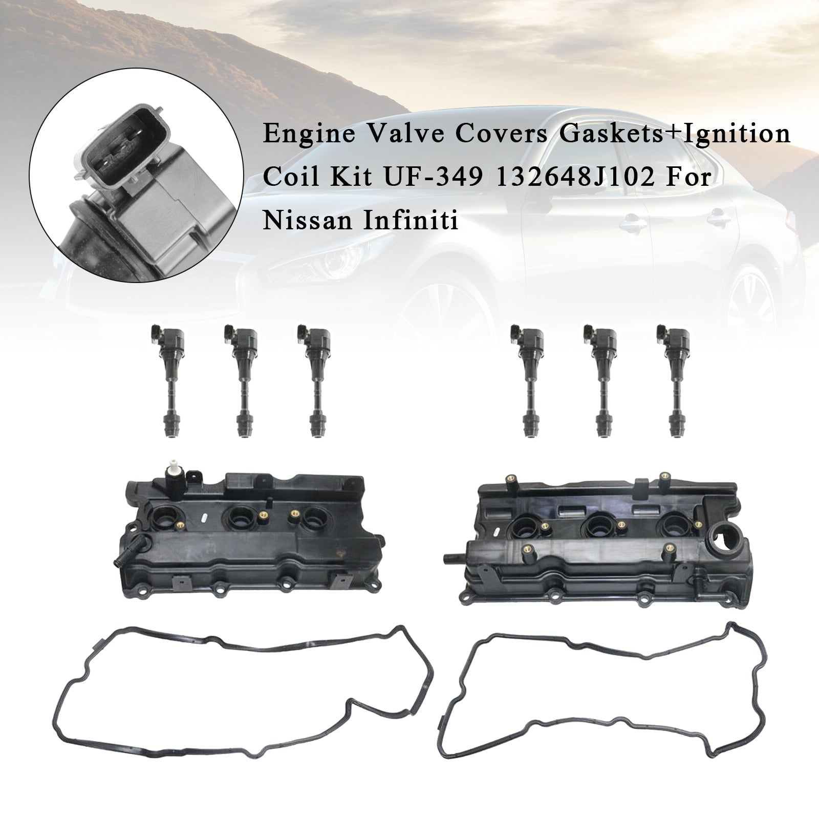 2002-2004 Infiniti I35 Ignition Kit Engine Valve Covers Gaskets+Ignition Coil UF-349 132648J102