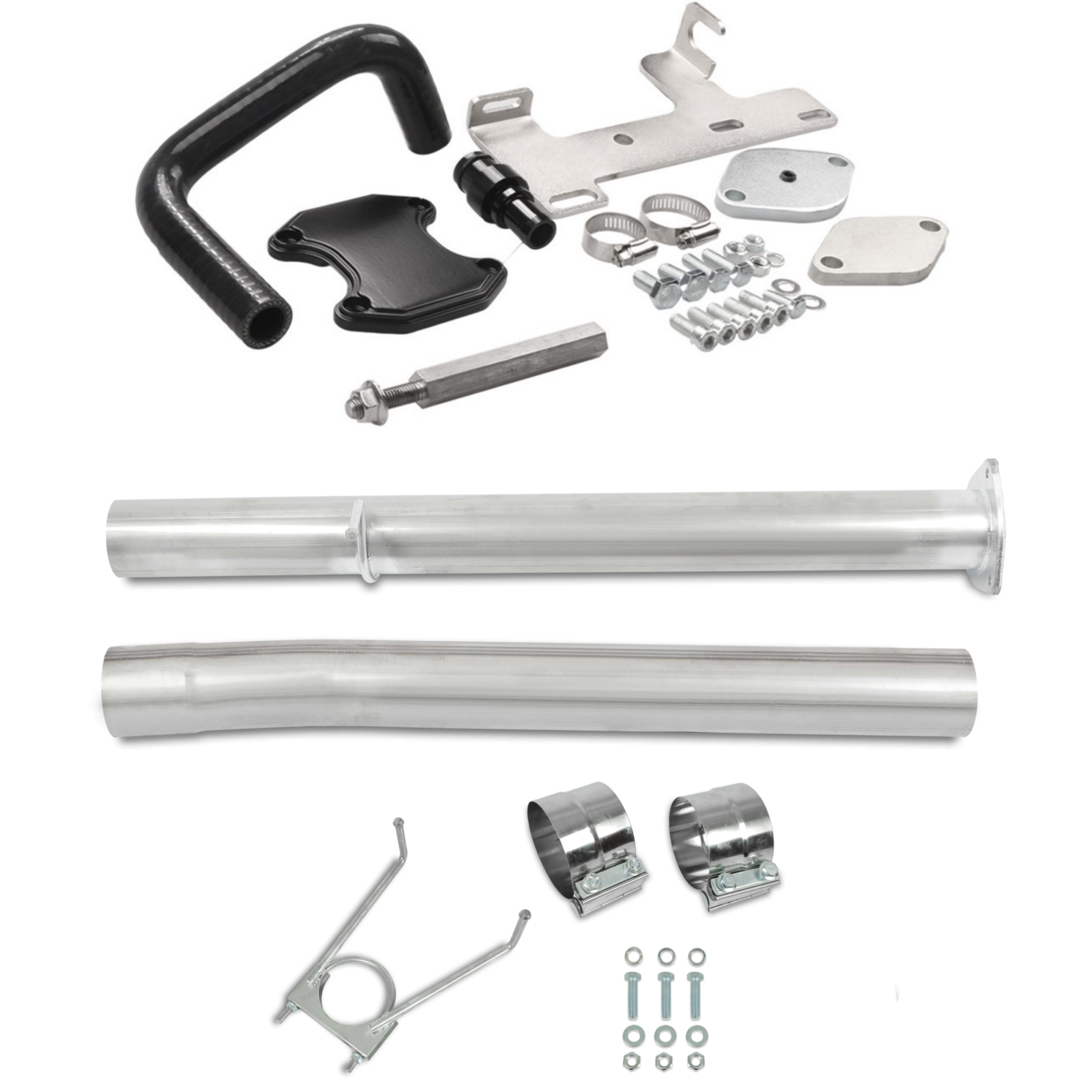 4" Exhaust Muffler Pipes & EGR  Delete Kit for Dodge Ram 2500 3500 6.7L Cummins Diesel 2013-2017